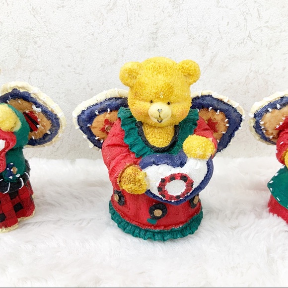 Vintage Dolgencorp joy angel Christmas bear figures patchwork holiday - Picture 3 of 13
